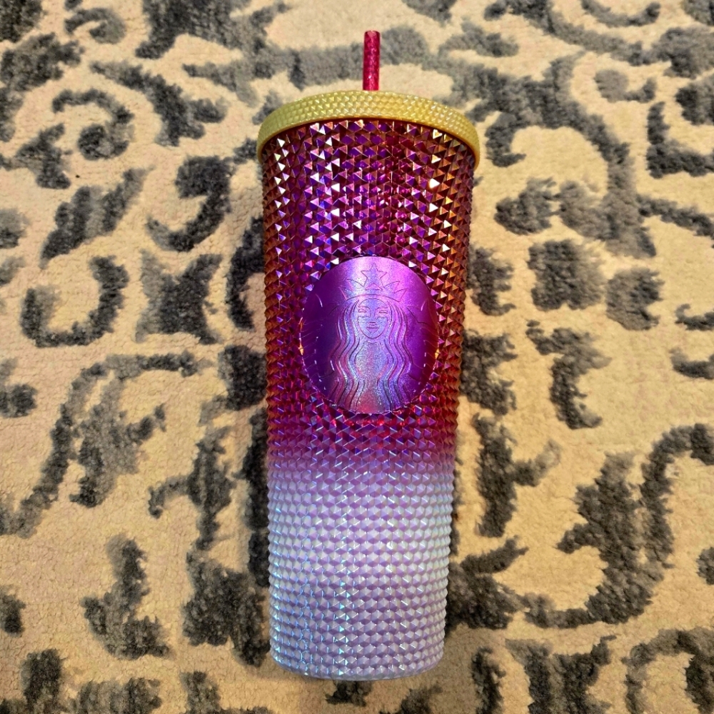 Starbucks Ruby Iridescent Gradient Studded Bling Tumbler NWT